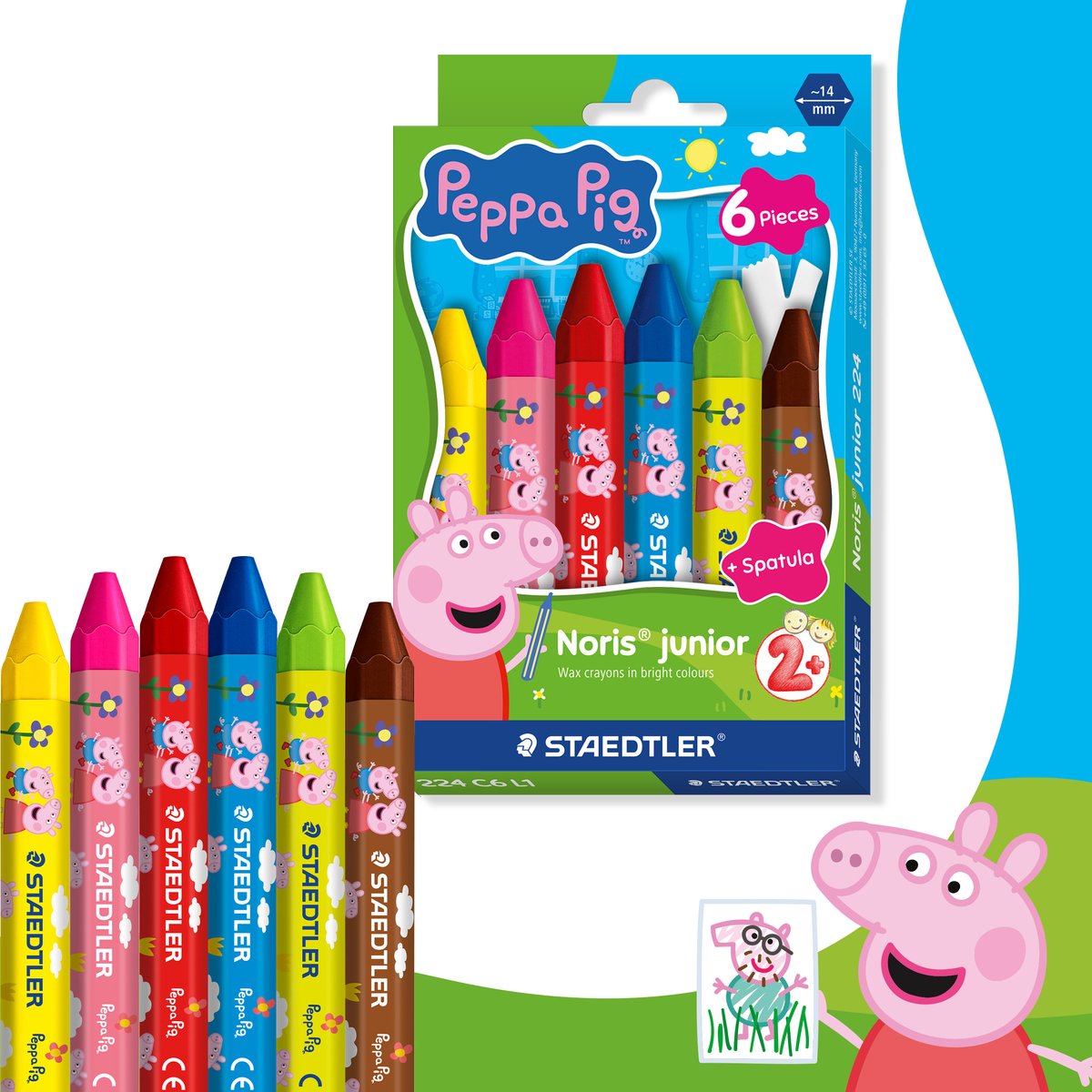 Staedtler peppa pig x noris junior voksblyanter - sæt med 6 stk