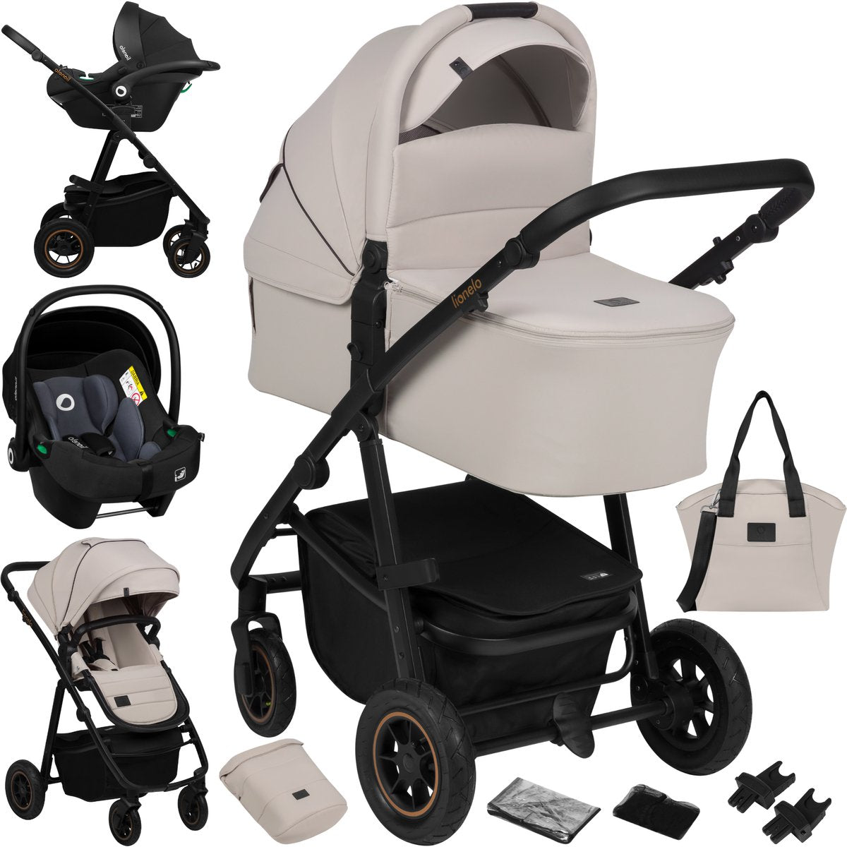 Lionelo rav plus 3-i-1 - klapvogn - rejseseng - autostol - XXL ventilation