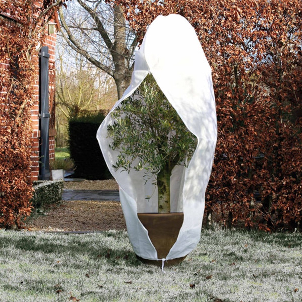 Natur - vinterbetræk - 250 x ø200cm - hvid - betræk - med lynlås