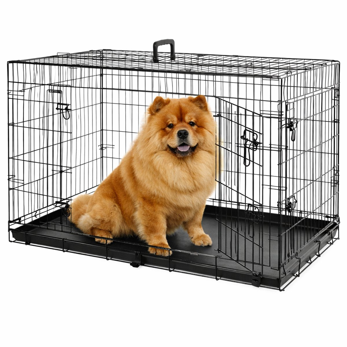 Flamingo hundekasse xl – foldbar hundekasse bil – hundekasse trådbur mezo sort – 109x70x77 cm – til store hunde