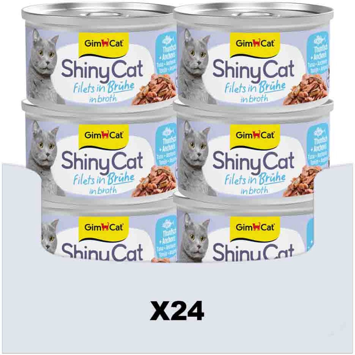 Gimcat 24 x 70 g - shinycat fileter i bouillon tun + ansjos