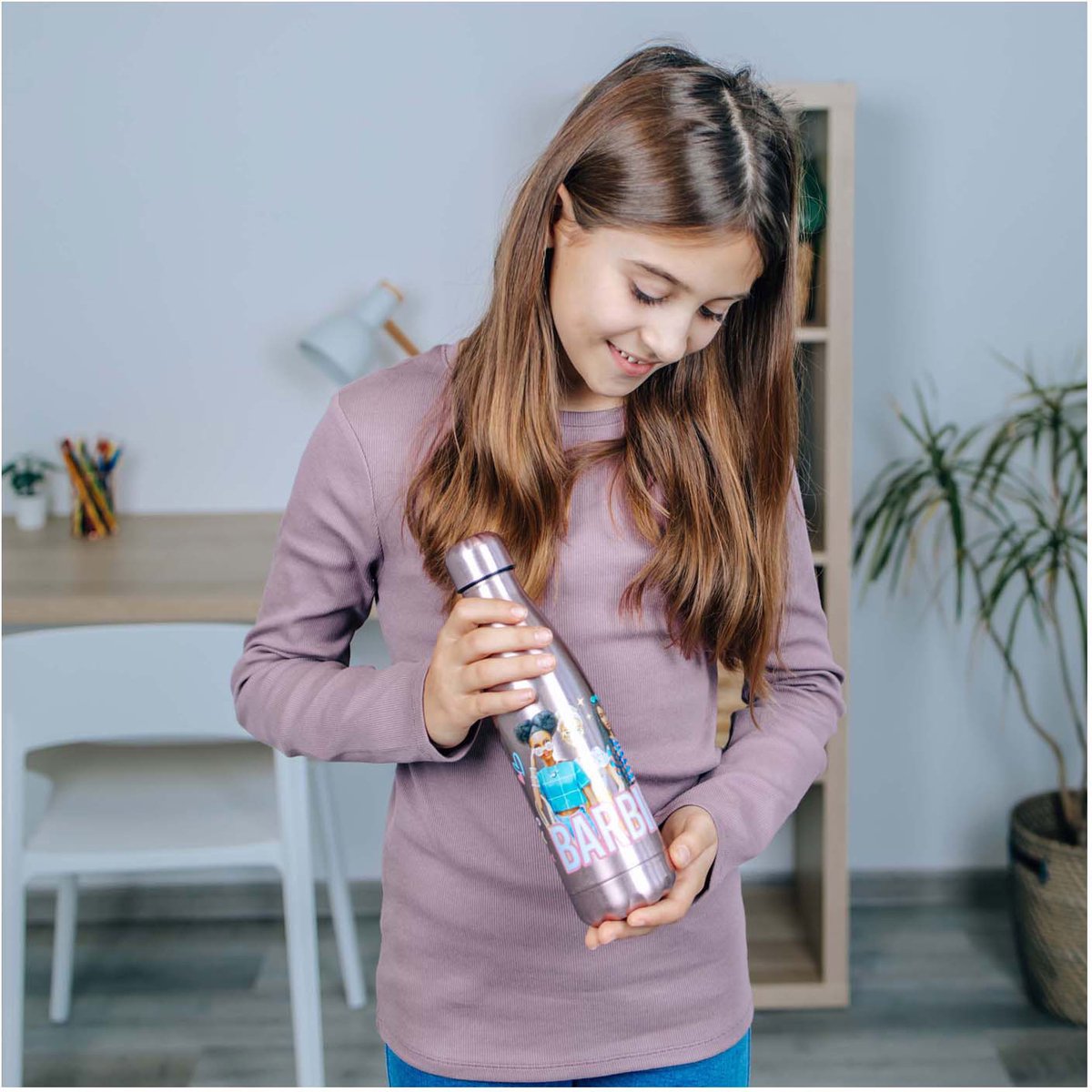Undercover Barbie drikkeflaske rustfrit stål 450ml flerfarvet børnevenlig.