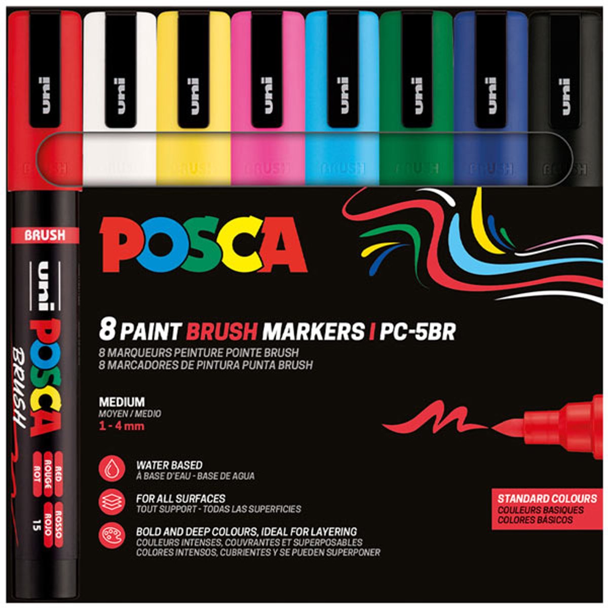 Posca - malertusch uni pc-5br penselspids m ass 8 stk