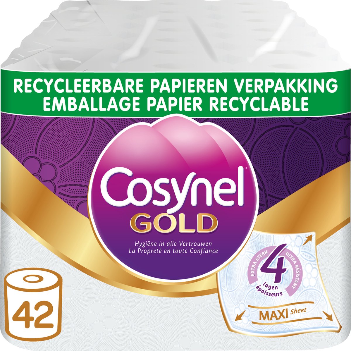 Cosynel toiletpapir - 42 ruller - guld hvid (4-lags) - værdipakke