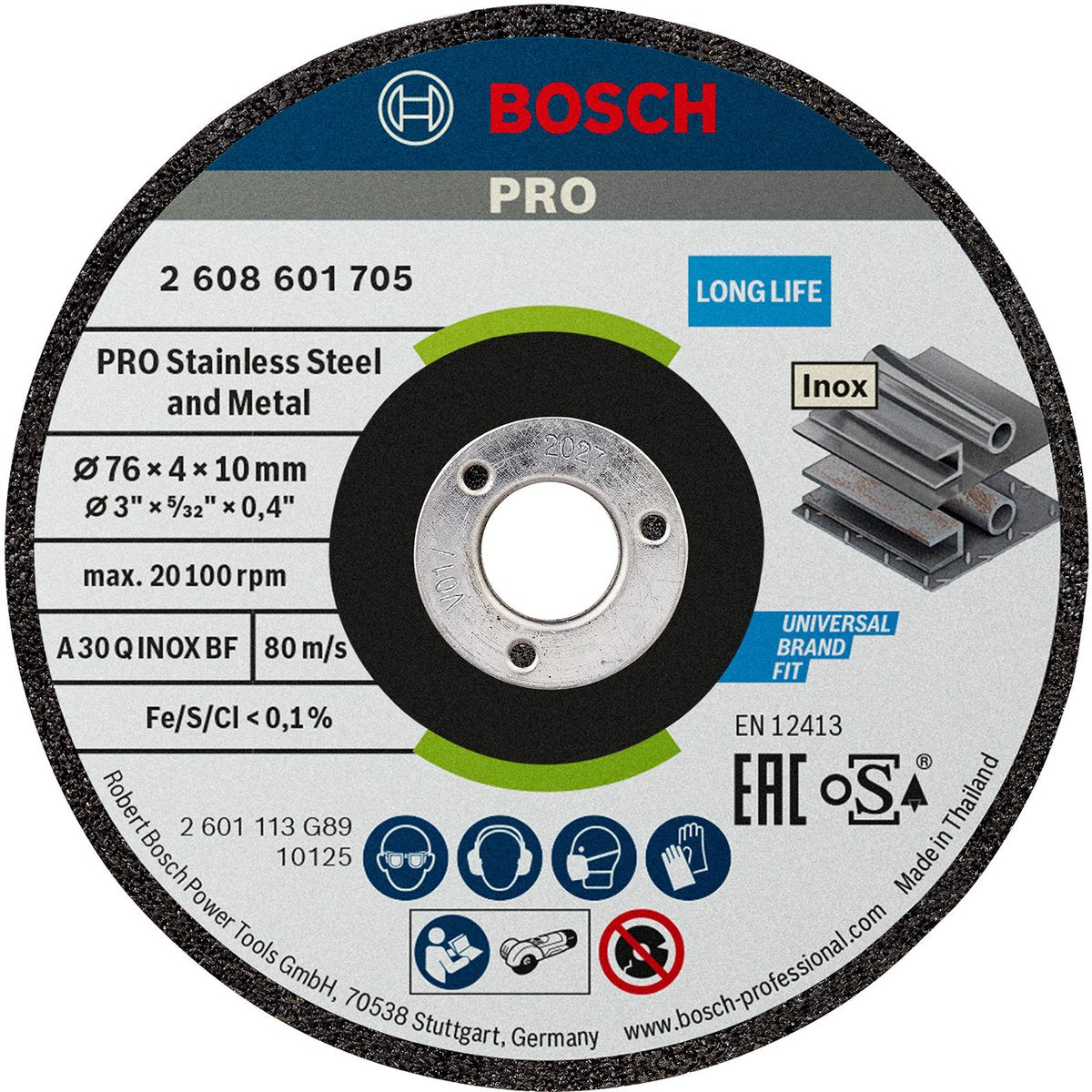 Bosch tilbehør 2608601705 2608601705 slibeskive lige diameter 76 mm borediameter 10 mm 2 stk.