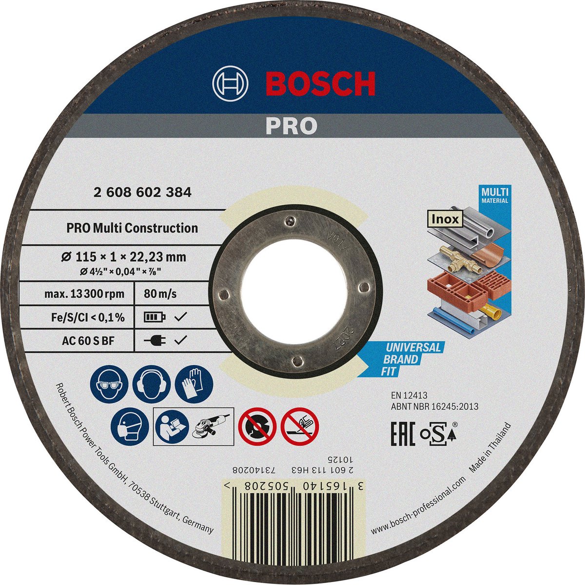 Bosch - skæreskive lige rapido multikonstruktion acs 60 v bf, 115 mm, 22,23 mm, 1,0 mm