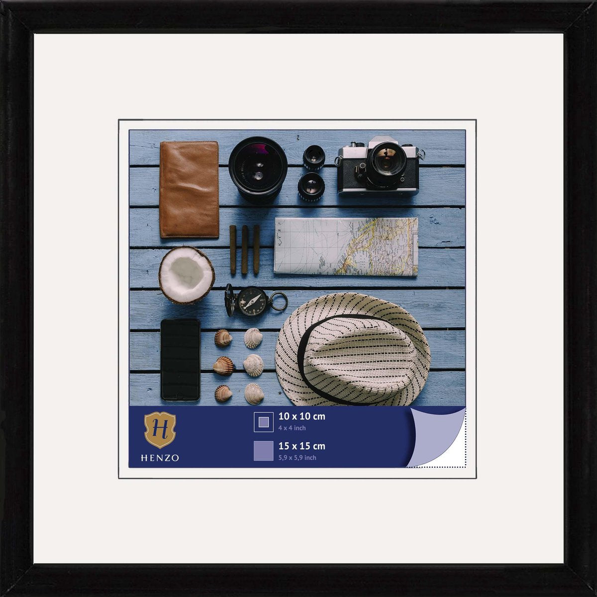 Henzo fotoramme - - napoli - fotostørrelse 15x15 cm - sort