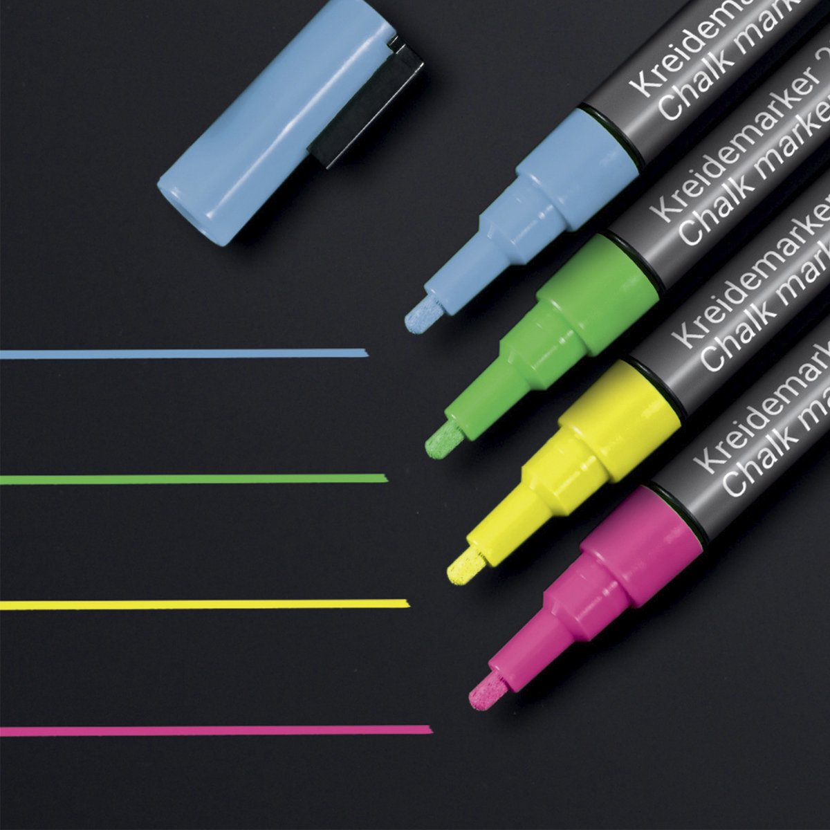 Sigel kridtmarkør - rund spids - 1-2 mm - assorteret 4 farver - si-ba179