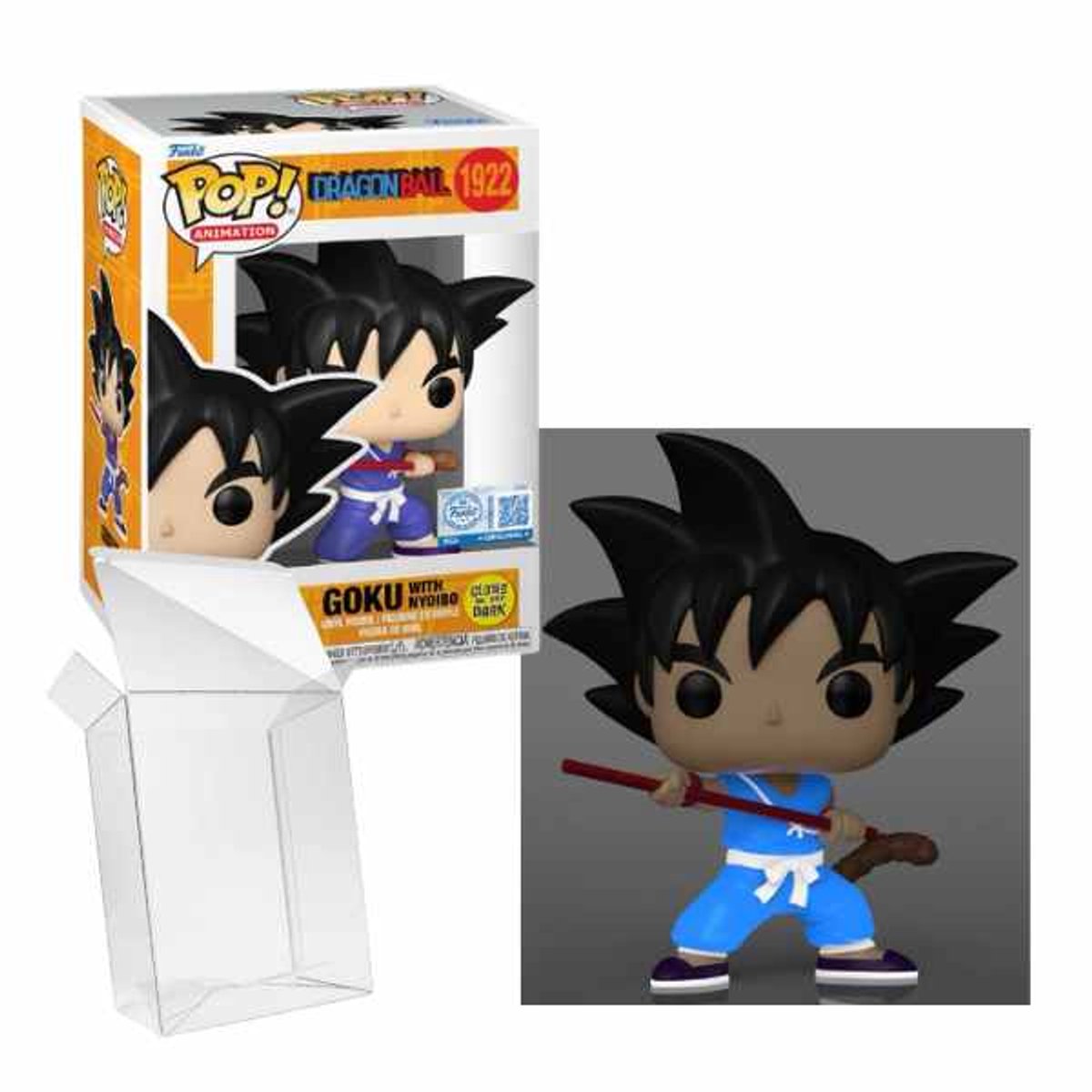 Funko pop! animation: dragon ball - goku (med nyoibo) #1922 gløder i mørket eksklusiv specialudgave