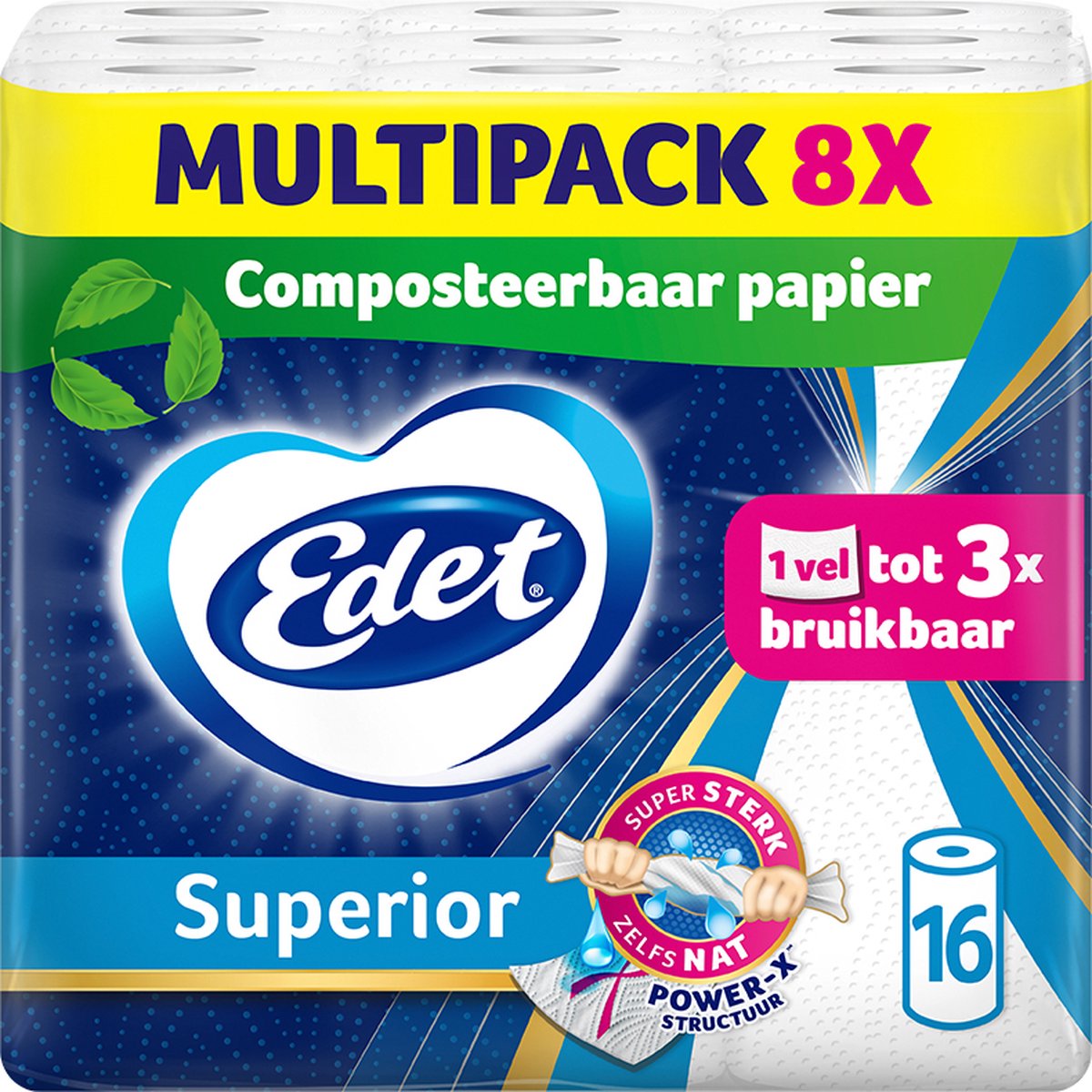 Edet superior køkkenpapir 8 x 2 ruller