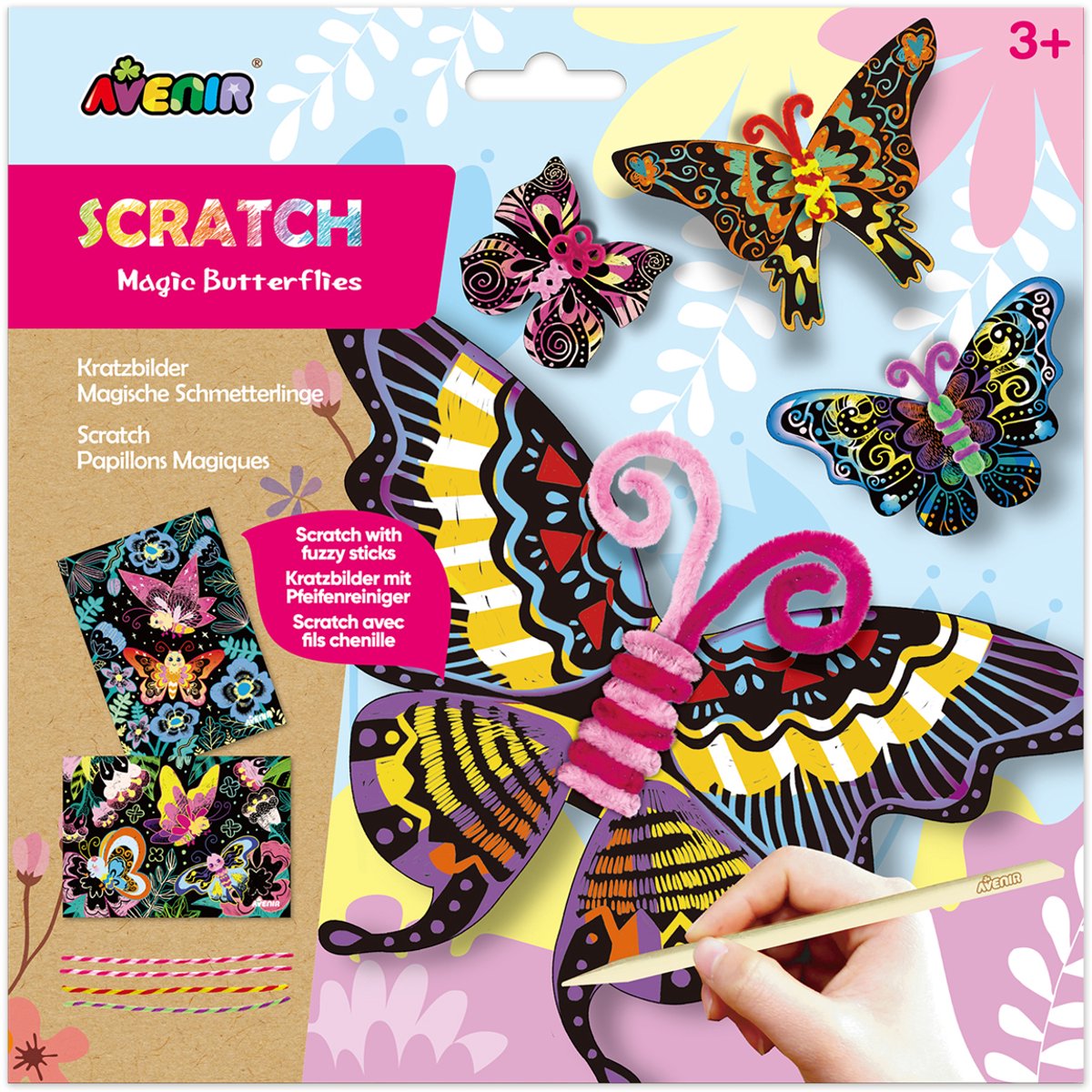 Avenir scratch and craft - sommerfugle - med piberensere - kreativ leg - 3+