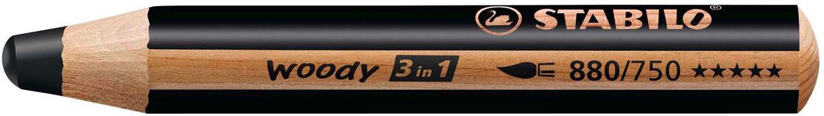 Stabilo woody 3 i 1 - multitalent farveblyant - sort