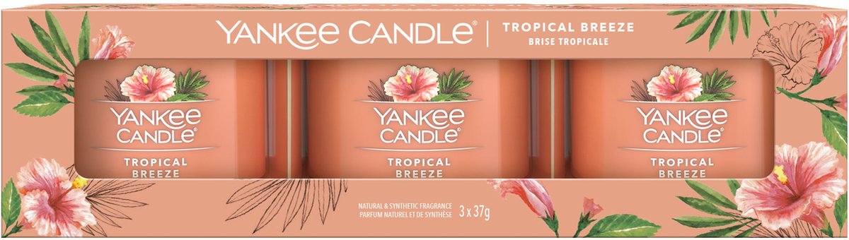 Yankee lys fyldt votive 3-pack - tropisk brise