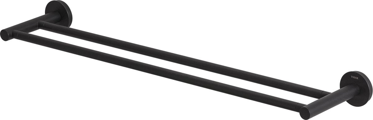 Tiger urban - håndklædeholder dobbelt 60 cm - uden boring - boring eller limning - sort