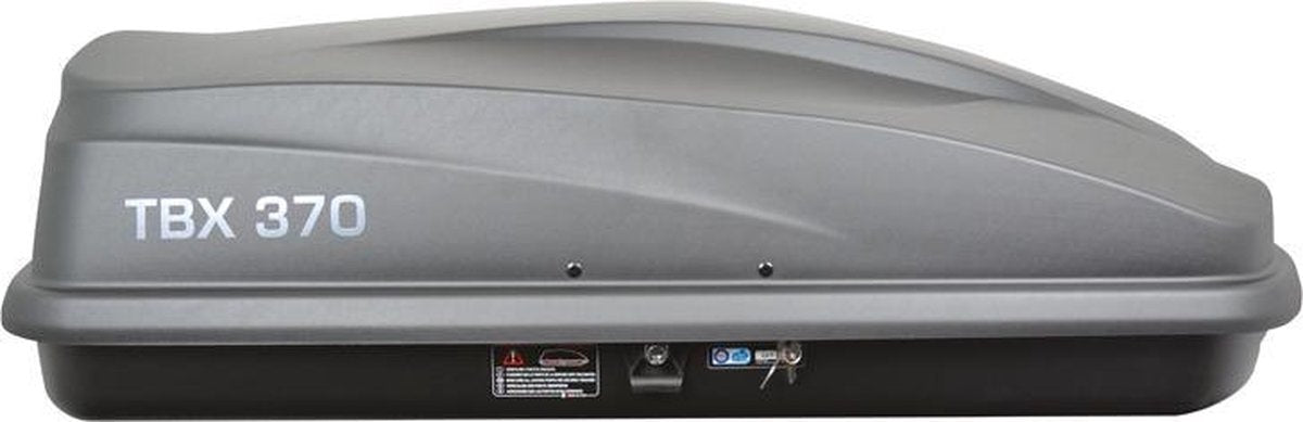 Twinny load dakkoffer tbx 370 – inhoud 370 liter - maximaal draagvermogen 75kg – afsluitbaar centrale 1 punts vergrendeling – u beugel bevestiging - afmeting 138x78x36cm