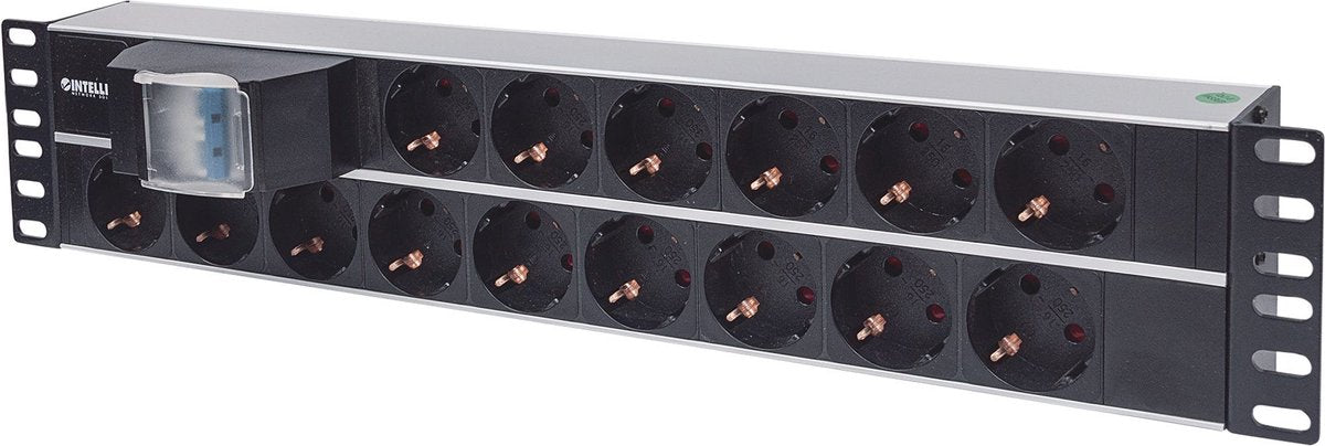 Intellinet 714051 – 19 tommer stik til patchskab – 2 han – jordet stik – sort