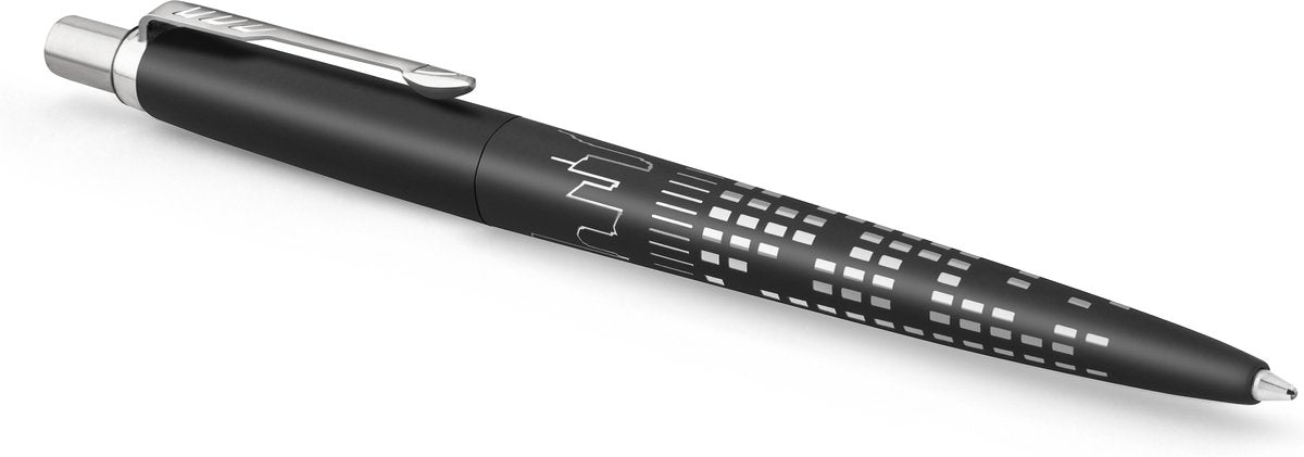 Parker jotter kuglepen | specialudgave | nyc sort med krom finish | blåt blæk | gaveemballage