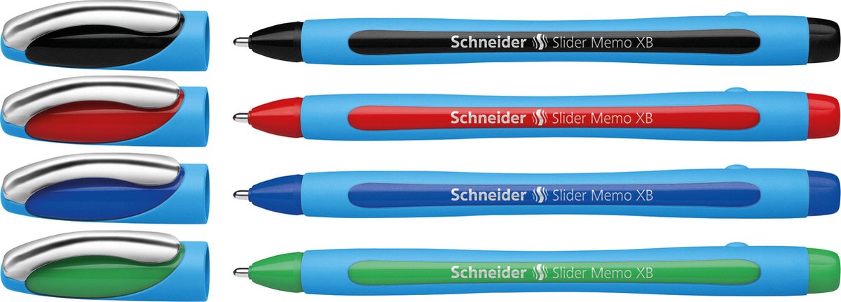 Schneider skriveredskaber schneider kuglepen - slider memo - xb 1,4 mm - 4 stykker på blister - s-75020