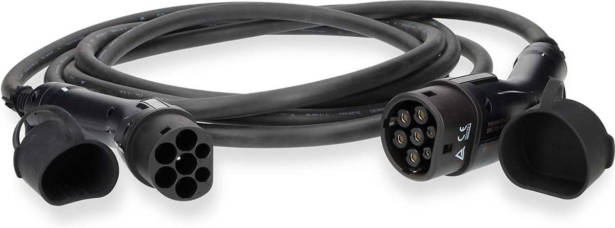 Nedis ladekabel til elbil – 22 kW 32a – 3-faset – 5 m – type 2 – sort