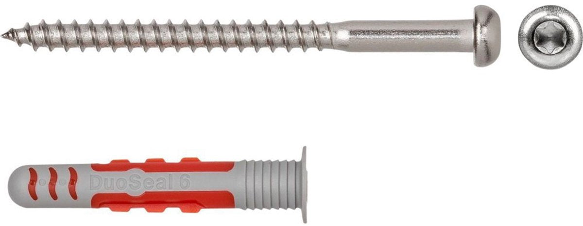 Fischer duoseal 6 x 38 med rustfrit stål A2 panhovedskrue
