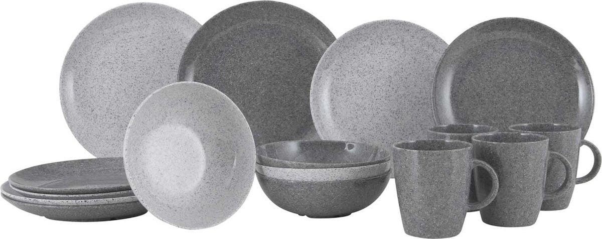 Gimex solid line service - granit - grå - 16 dele