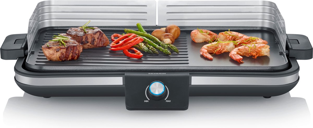 Severin pg 8564, plancha - bordgrill - glat og ribbet overflade - indvendig og udvendig - 230 °c