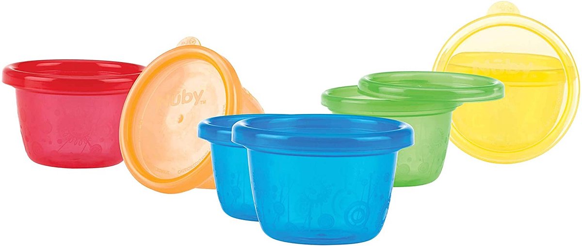Nûby - snackskåle - opbevaringsæsker - 6 stk - 120 ml - 3+ måneder