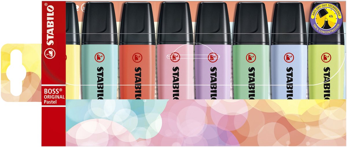 Stabilo boss original pastel - highlighter - sæt med 8 stk