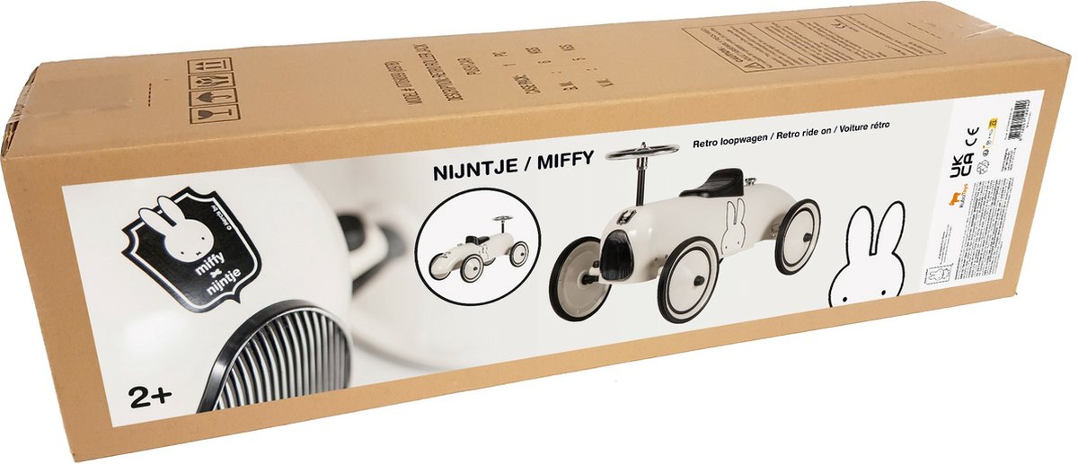 Miffy retro ride-on bil hvid sort