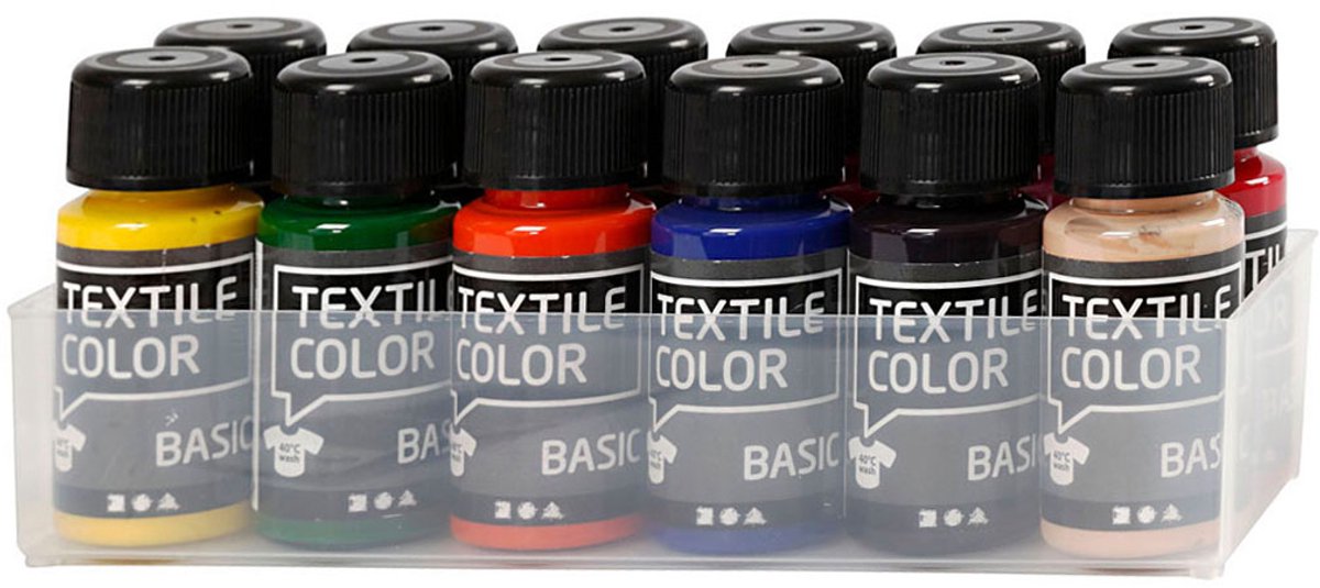 Creativ company cc tekstilfarve basissæt 50ml 12 stk