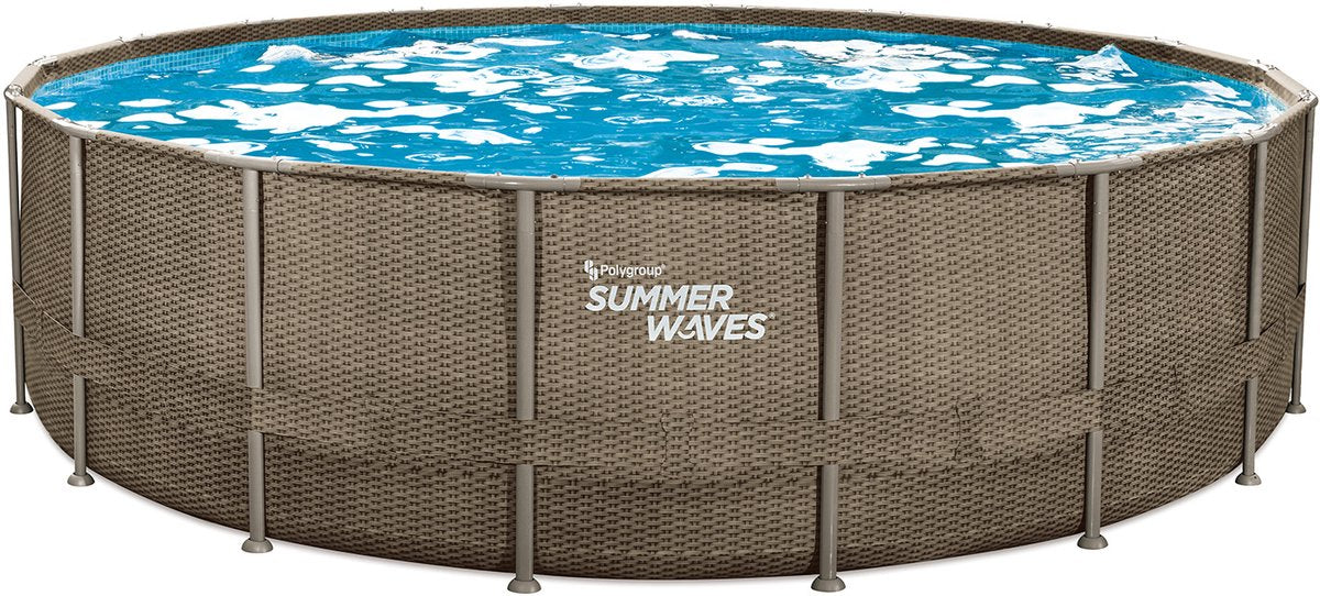Sommerbølger rammer pool rund - ⌀549 x 132 cm - svømmebassiner - inklusive filterpumpe - poolpumpe - filterpatron - låg - jordklud - stige - vedligeholdelsessæt