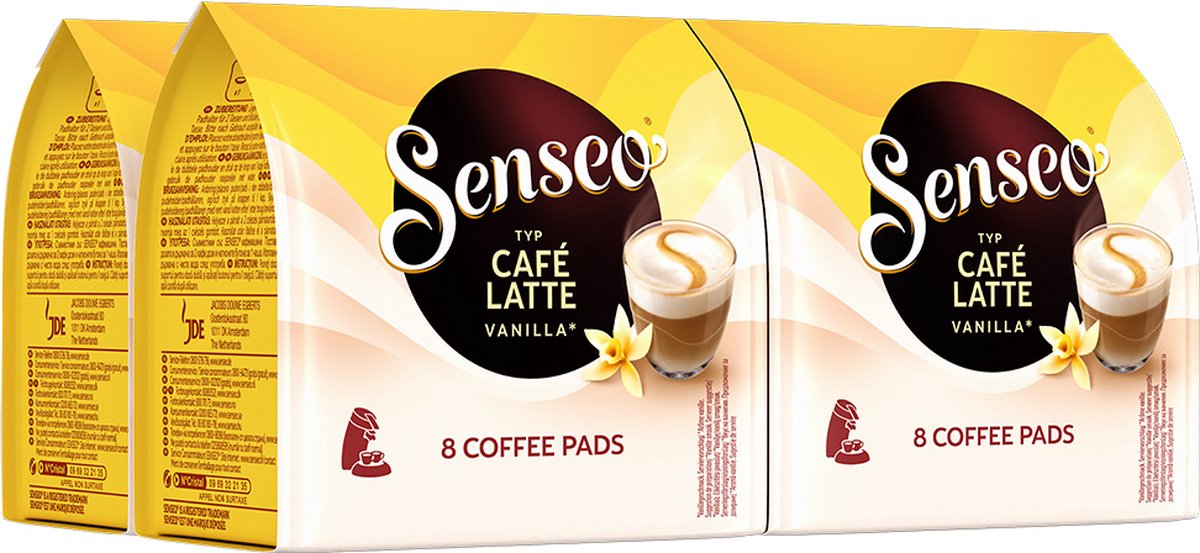 Senseo café latte vanilje kaffestænger - intensitet 2 9 - 4 x 8 bælge