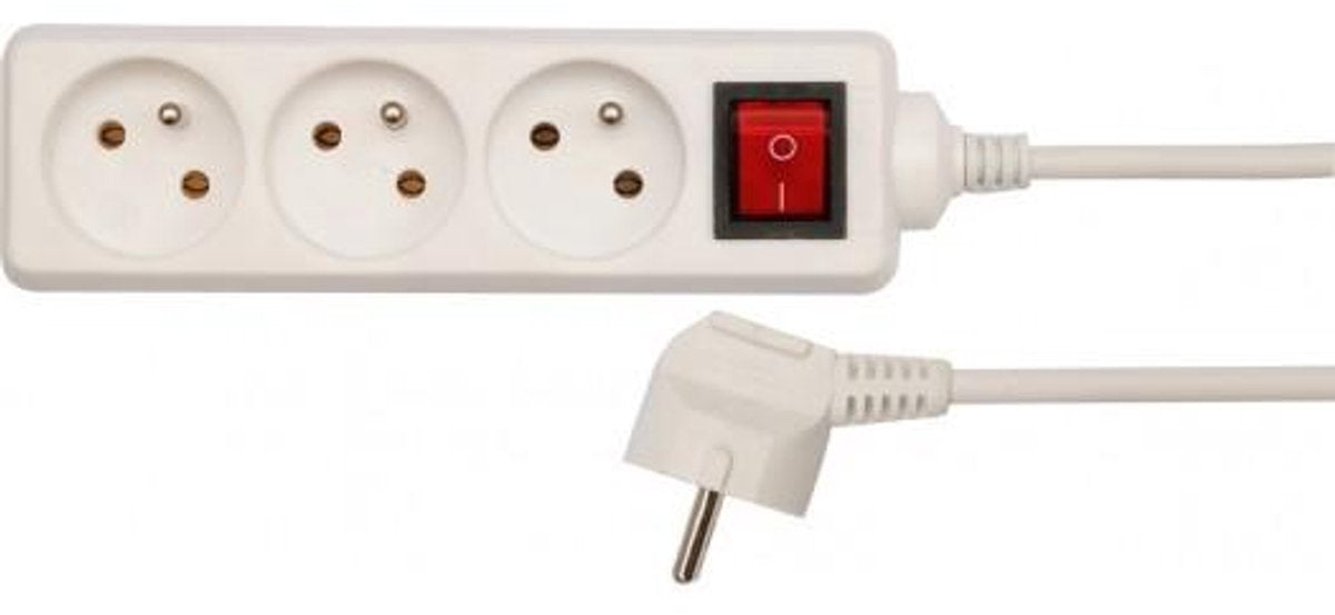 Vorel - strømskinne - 3 stikkontakter - 3m kabel - med jord - kontakt