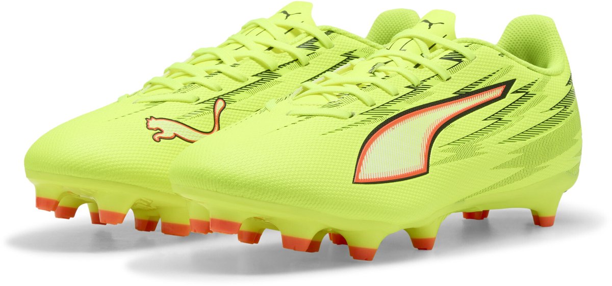 Puma ultra 6 play fg ag unisex sportssko - gul alarm- sort-glødende rød-lime squeeze