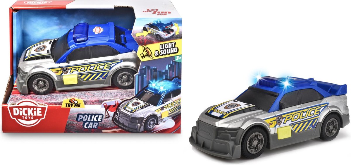 Dickie Police Car Gray med lys og lyd