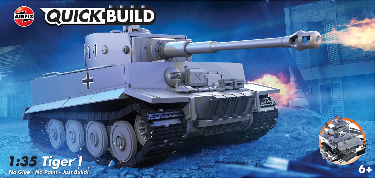 Airfix modelsæt - j6041 quickbuild tiger i tank plastik - - modelsæt
