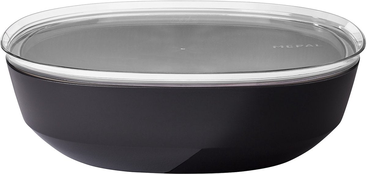 Mepal serveerschaal met deksel silueta - 4000 ml - saladeschaal - nordic black