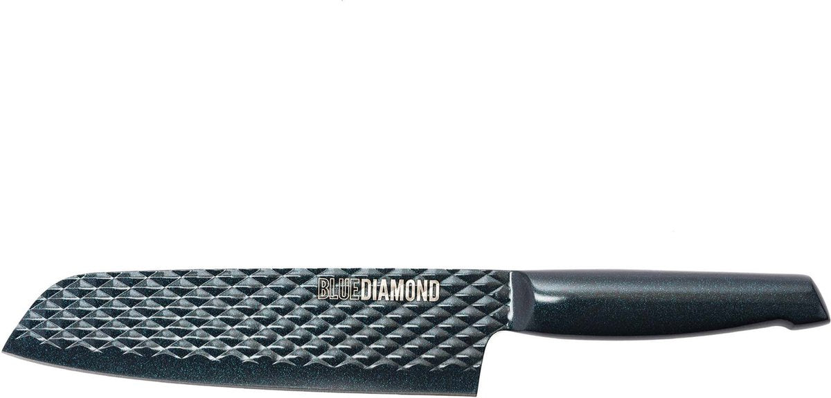 Blå diamant santoku kniv - 18 cm - 100 stål - non-stick - tåler opvaskemaskine