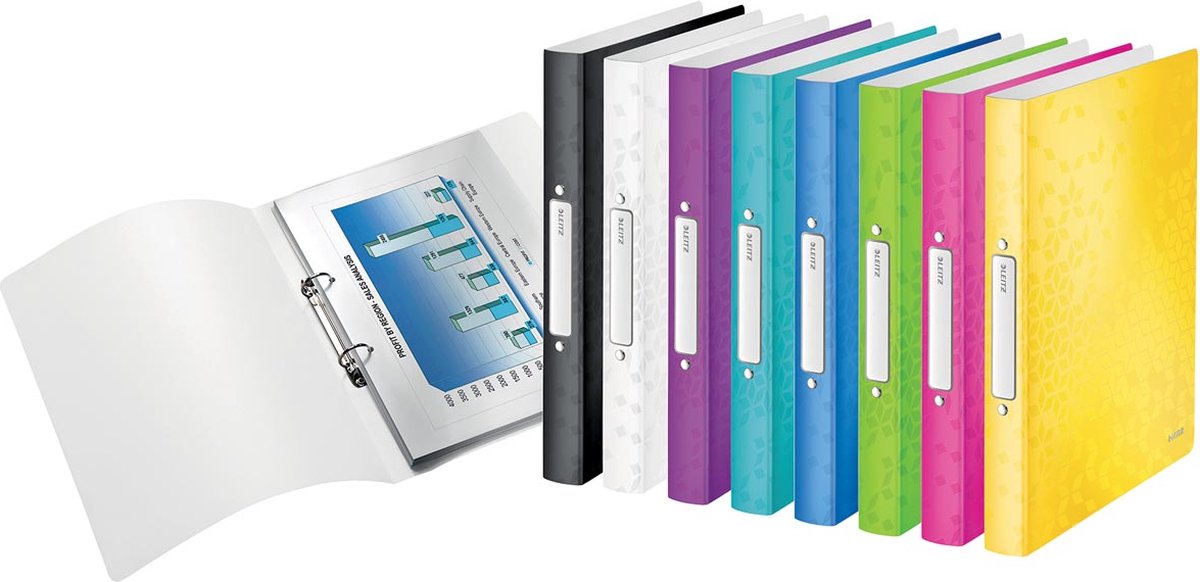 Leitz wow ringbind, fra pp, ft a4, assorterede farver 12 stk.