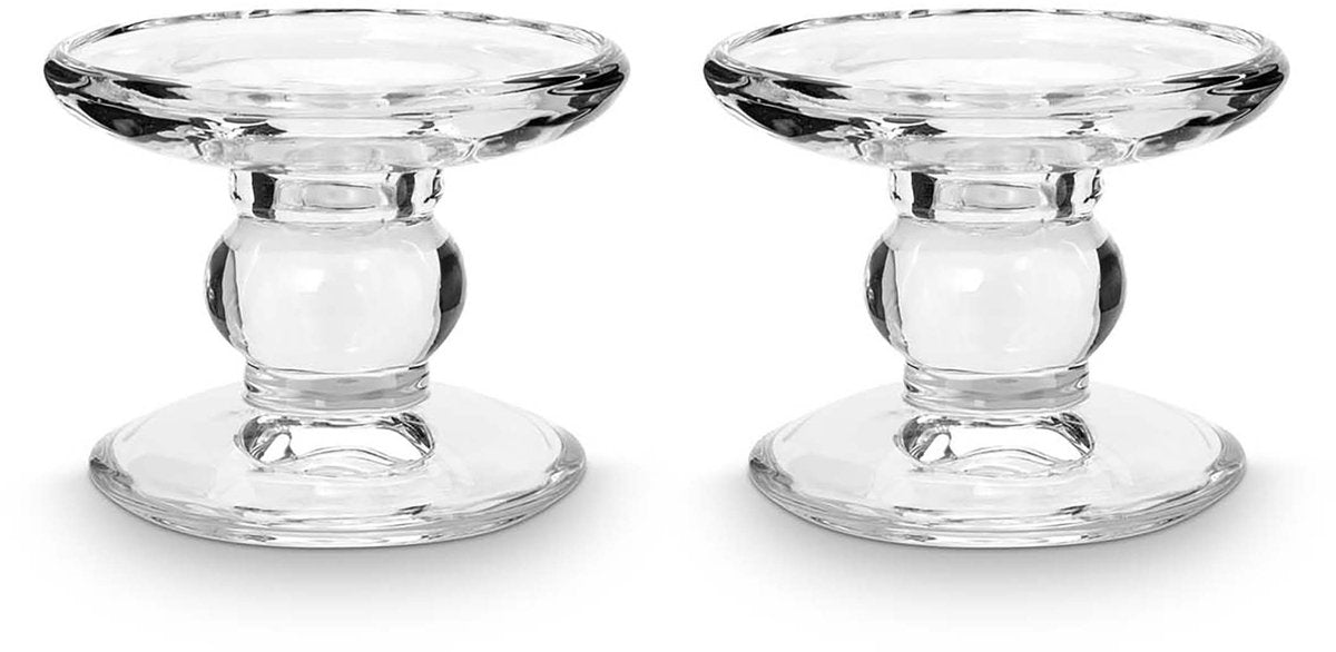 Vtwonen - set van 2 - kandelaren - glas - 9.2x7.3cm