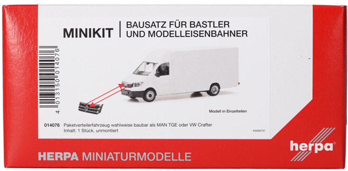 Herpa man tge vw crafter, hvid (minisæt)