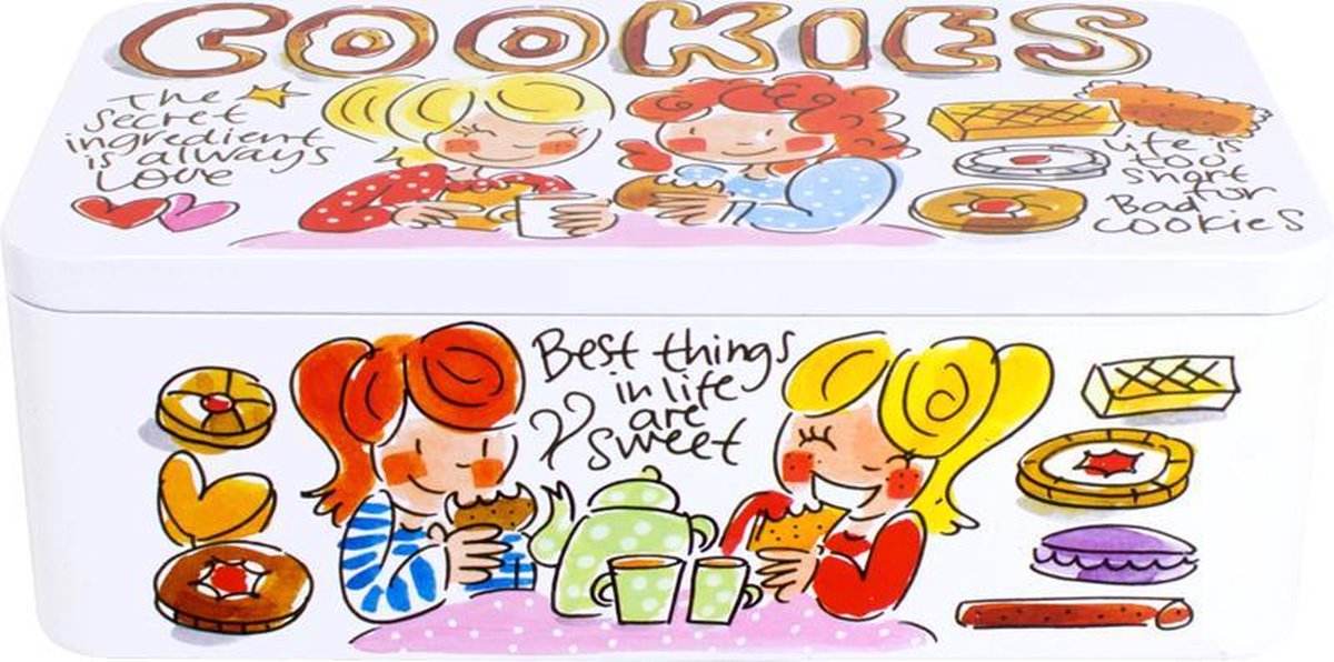 Blond amsterdam even bijkletsen koektrommel - blik - 11x20 cm