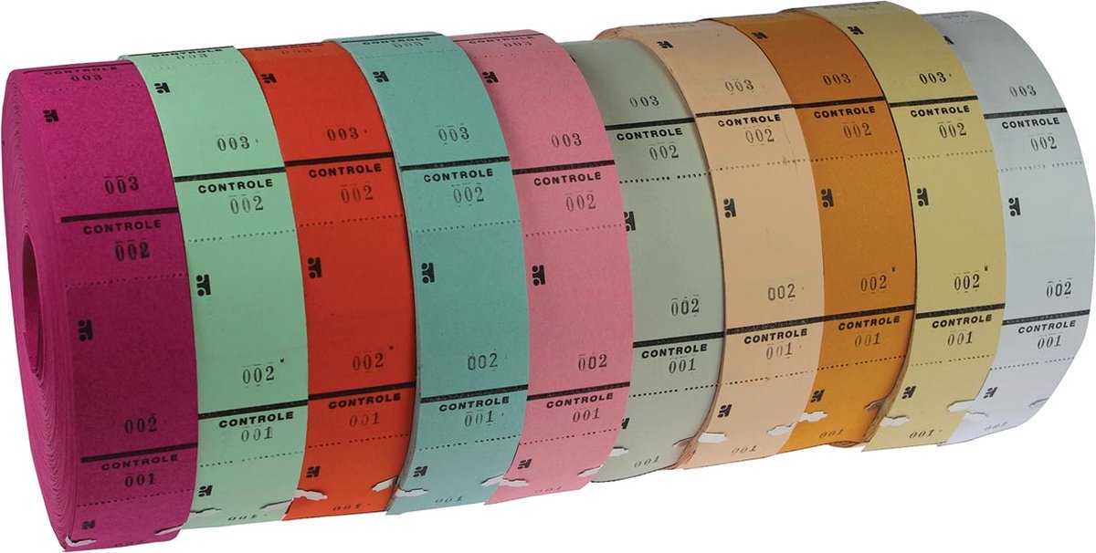 Umærkede sans marque billetruller assorterede farver