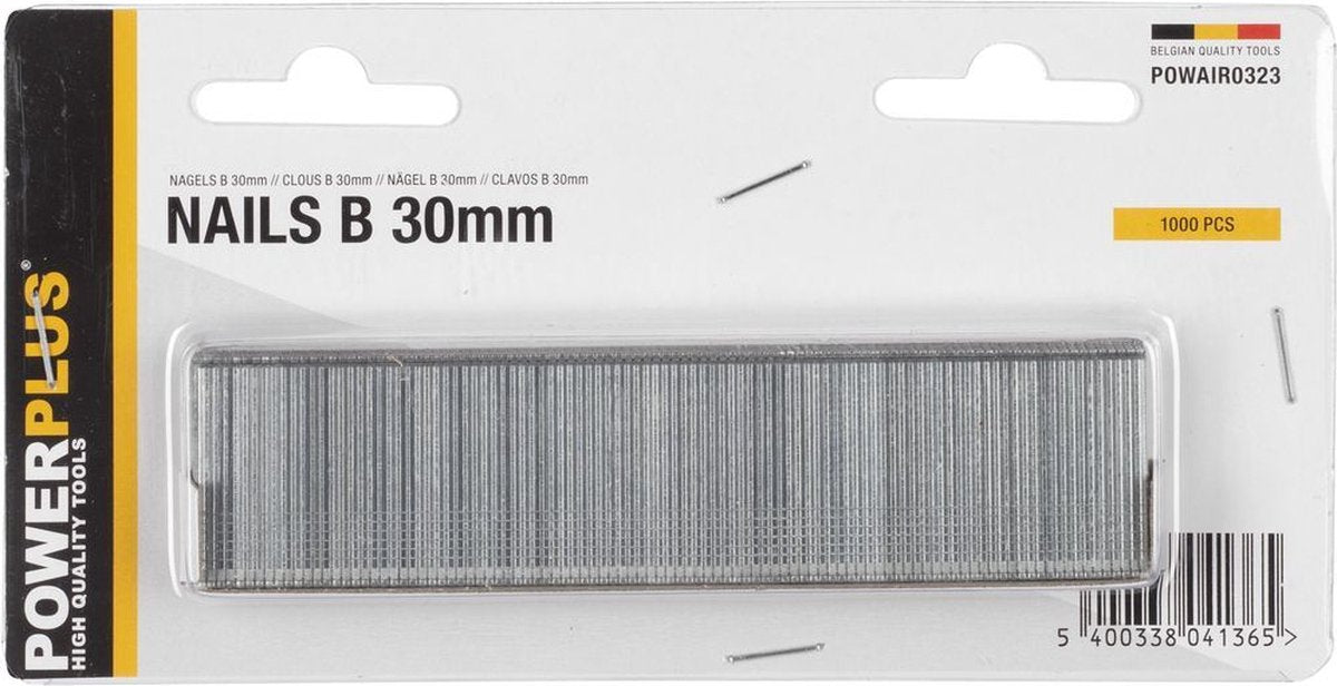Powerplus powair0323 søm - til hæftemaskine søm - type b - 30mm - 1000 stk.