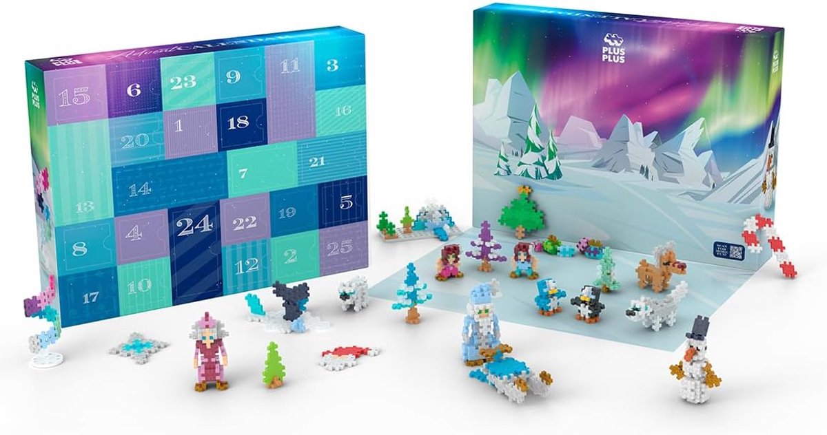 Plus-plus adventskalender - Julemandens nordlyseventyr - 639 dele byggesæt - 4337 - byggelegetøj - byggelegetøj - sæt med byggeklodser - fra 5 år