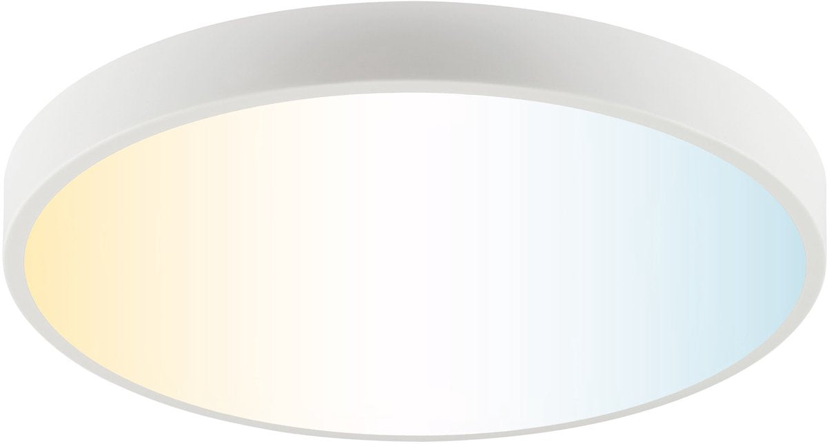 Brilliant slimline - loftlampe - ø 49 cm - led 20w - cct - 3000k-6500k - dæmpbar - natlys - timer - fjernbetjening - hvid