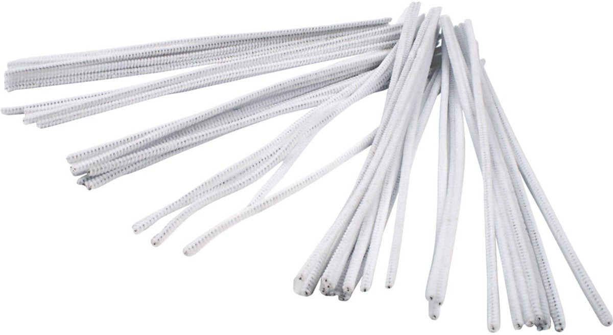 Creativ company chenille hvid 30cm, 50 stk.