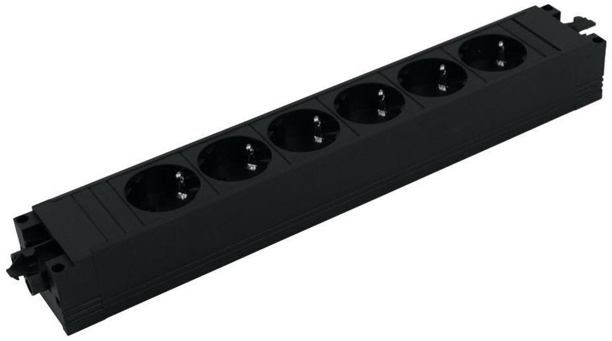 Bachmann strømskinne med wieland gst18® installationsstik og 6 kontakter sort