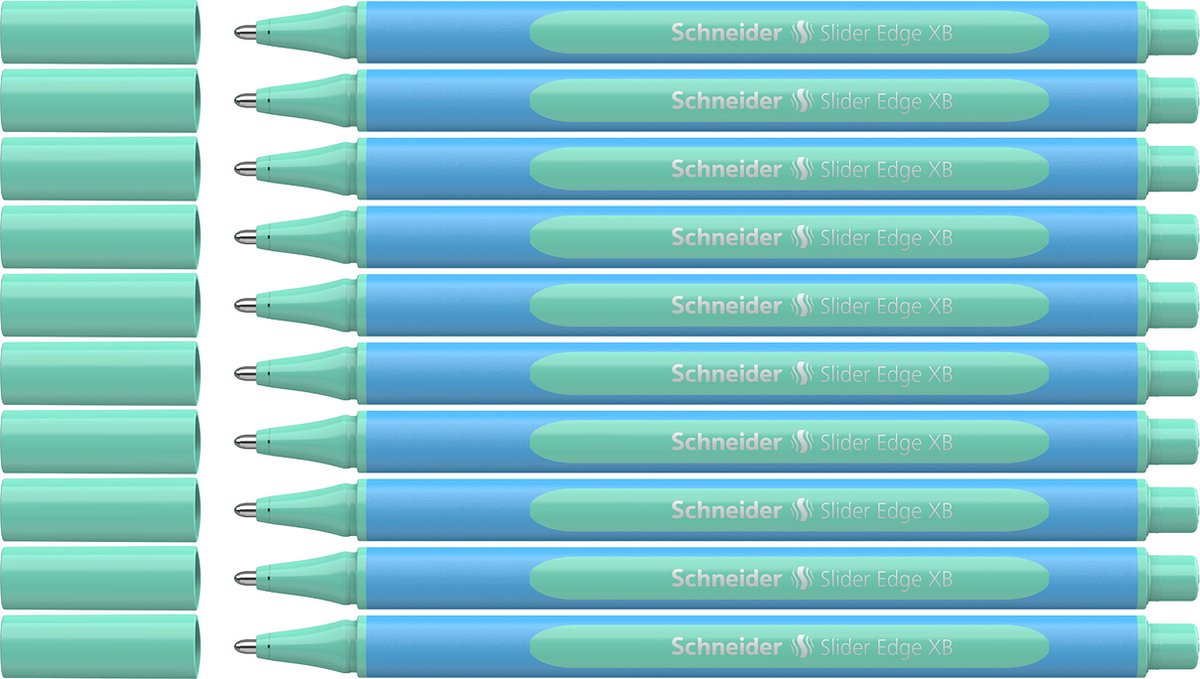 Schneider skriveredskaber schneider kuglepen - skyderkant pastel - nib xb - pastel mint - 10 stykker - s-152224-10