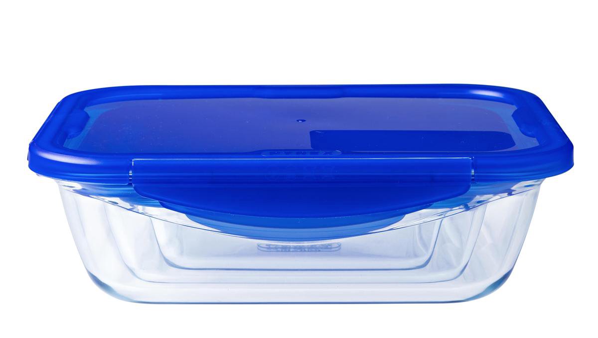 Pyrex - cook go skål sæt med 7 dele - borosilikatglas - gennemsigtig blå